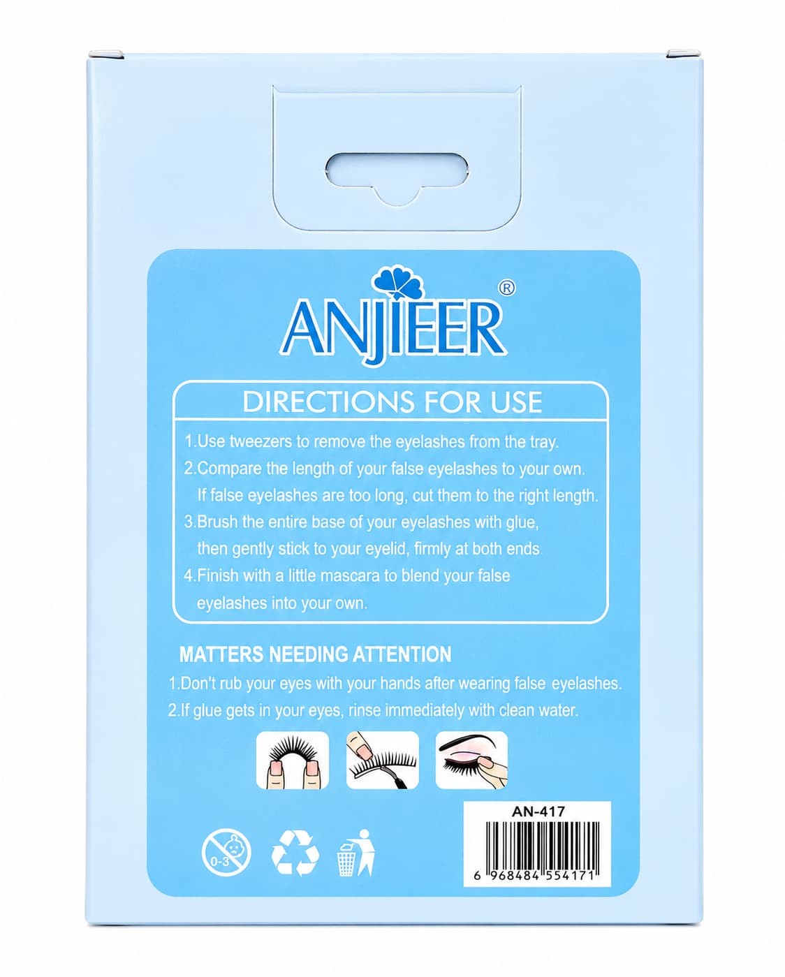 ANJIEER 3D False Eyelashes 7 Pairs – Natural Fluffy Voluminous Reusable Lashes