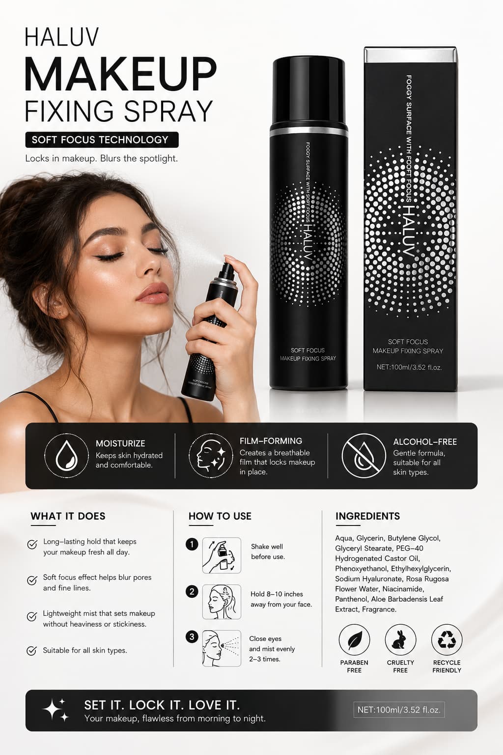 HALUV Soft Focus Makeup Fixing Spray 100ml – Makeup Setting Spray for Smooth Finish in Pakistan