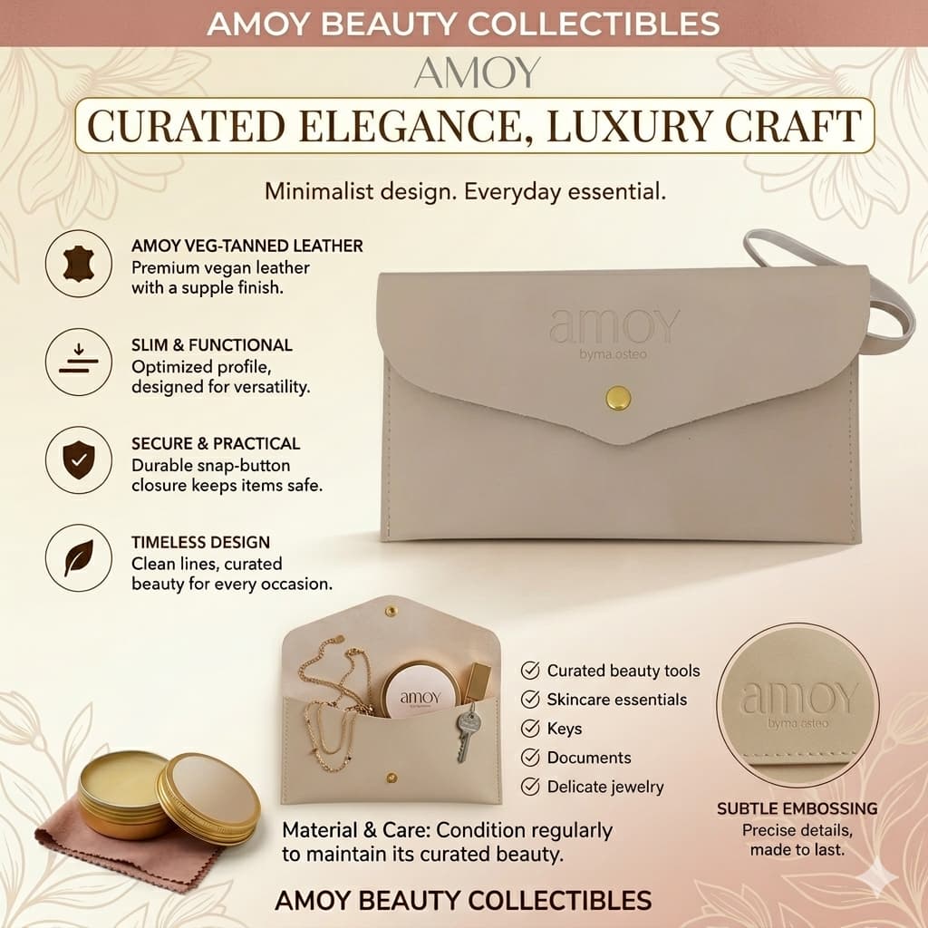 AMOY by Tenelle Veira Luxury Leather Brush Clutch – Premium Cosmetic Pouch