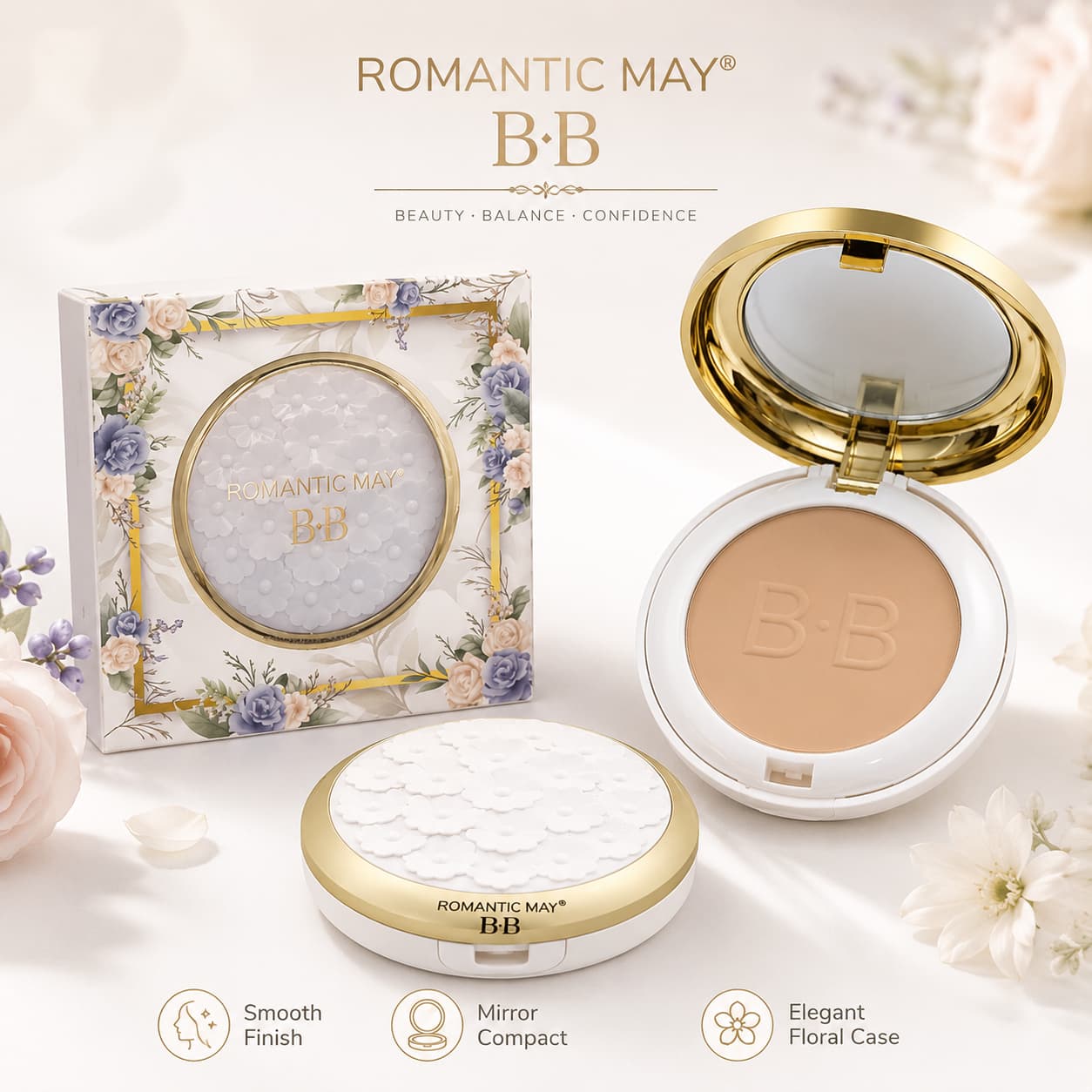 ROMANTIC MAY Floral Face Powder – 3D Flower Matte Setting & Finishing Compact Powder Pakistan
