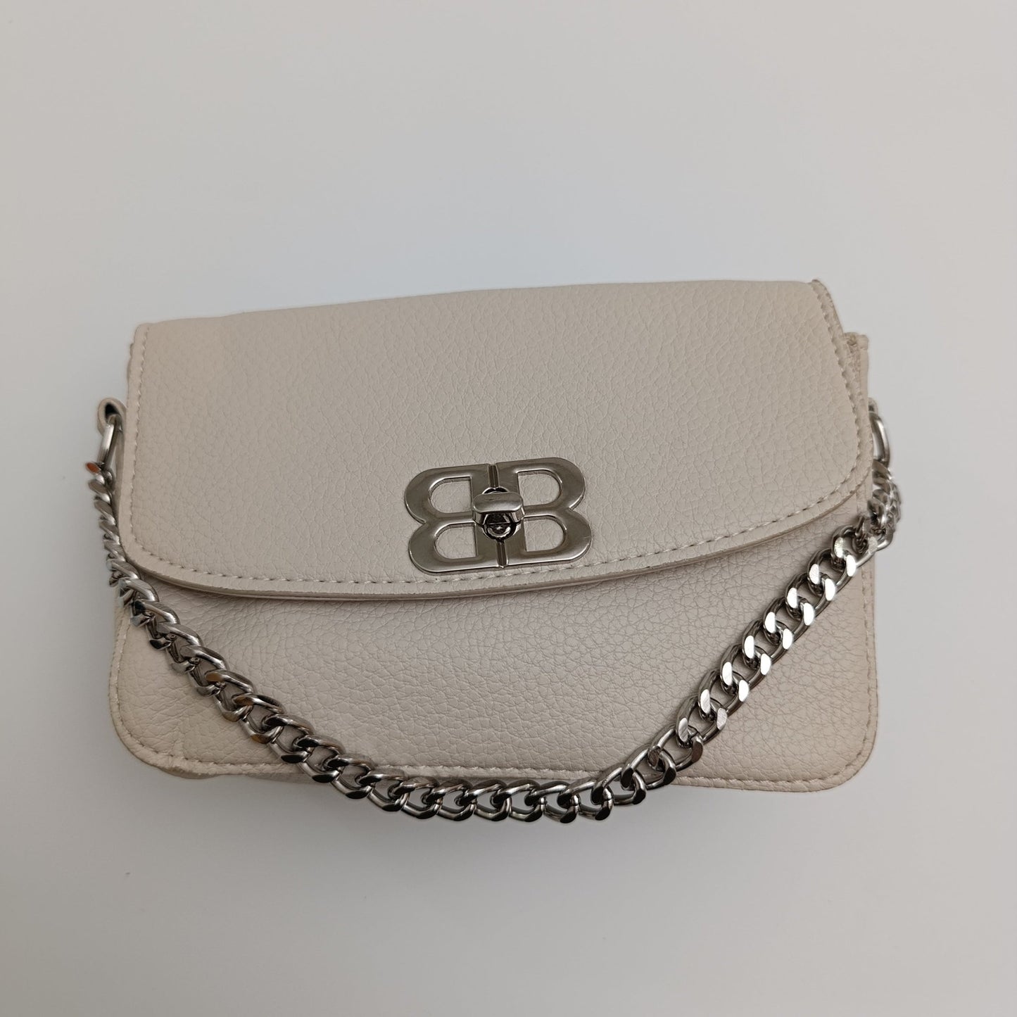 BB Logo Chain Crossbody Bag – Premium Faux Leather, Multiple Colors - 0128 - Lotshop.pk
