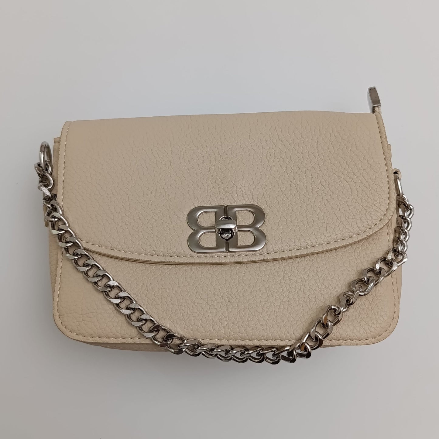 BB Logo Chain Crossbody Bag – Premium Faux Leather, Multiple Colors - 0128 - Lotshop.pk