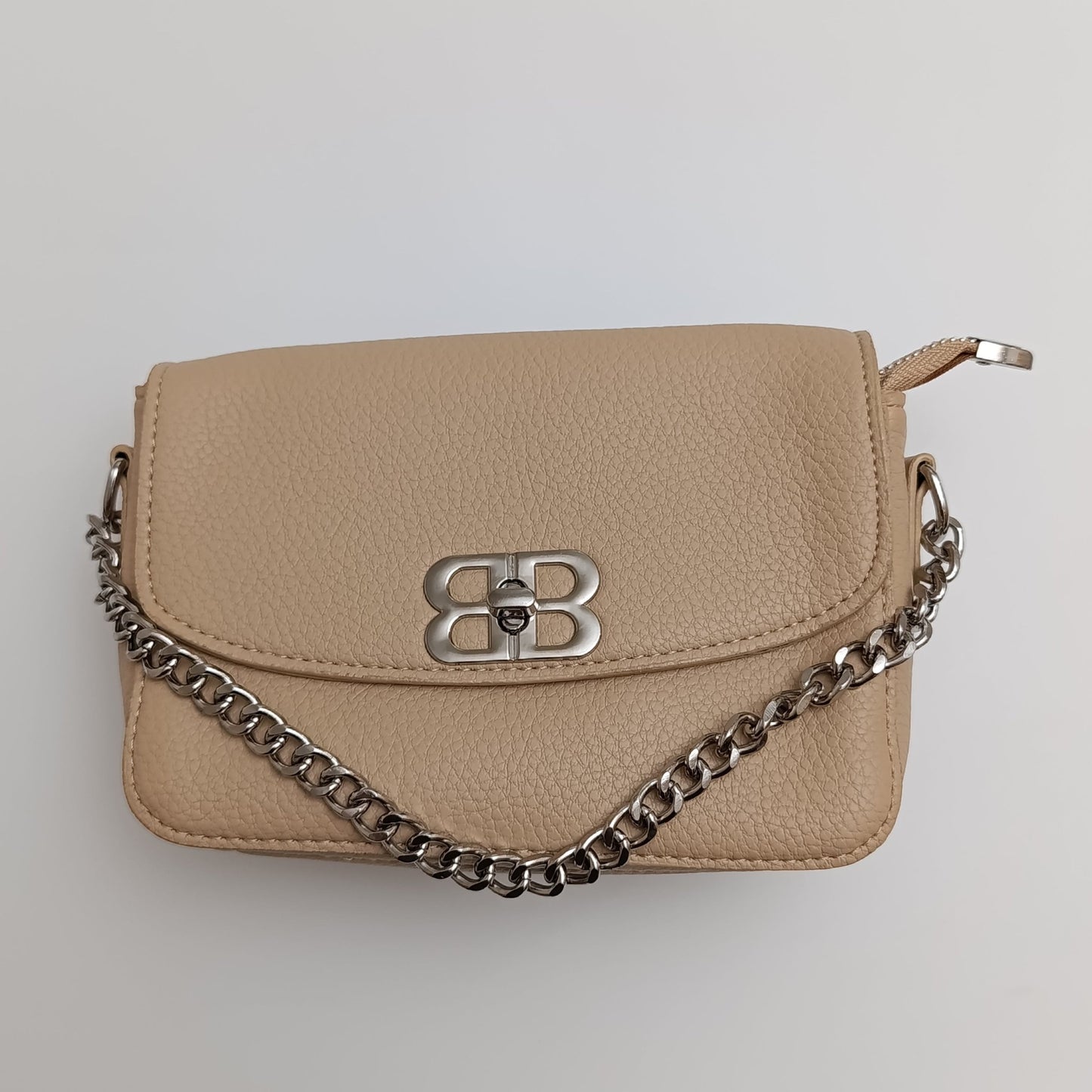 BB Logo Chain Crossbody Bag – Premium Faux Leather, Multiple Colors - 0128 - Lotshop.pk