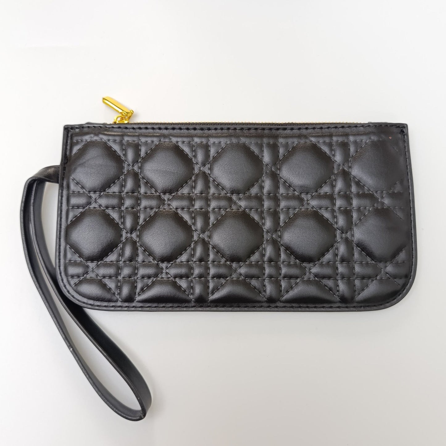 Black Quilted Tote Bag with Matching Pouch – Elegant PU Leather Shoulder Bag Set - Lotshop.pk