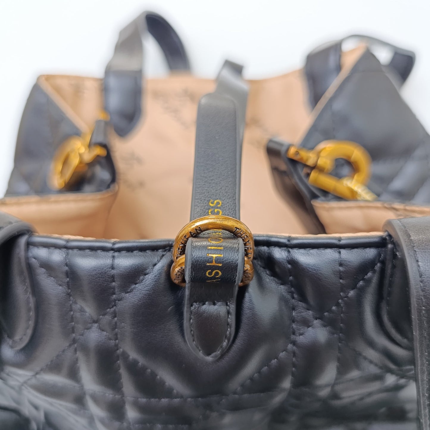 Black Quilted Tote Bag with Matching Pouch – Elegant PU Leather Shoulder Bag Set - Lotshop.pk