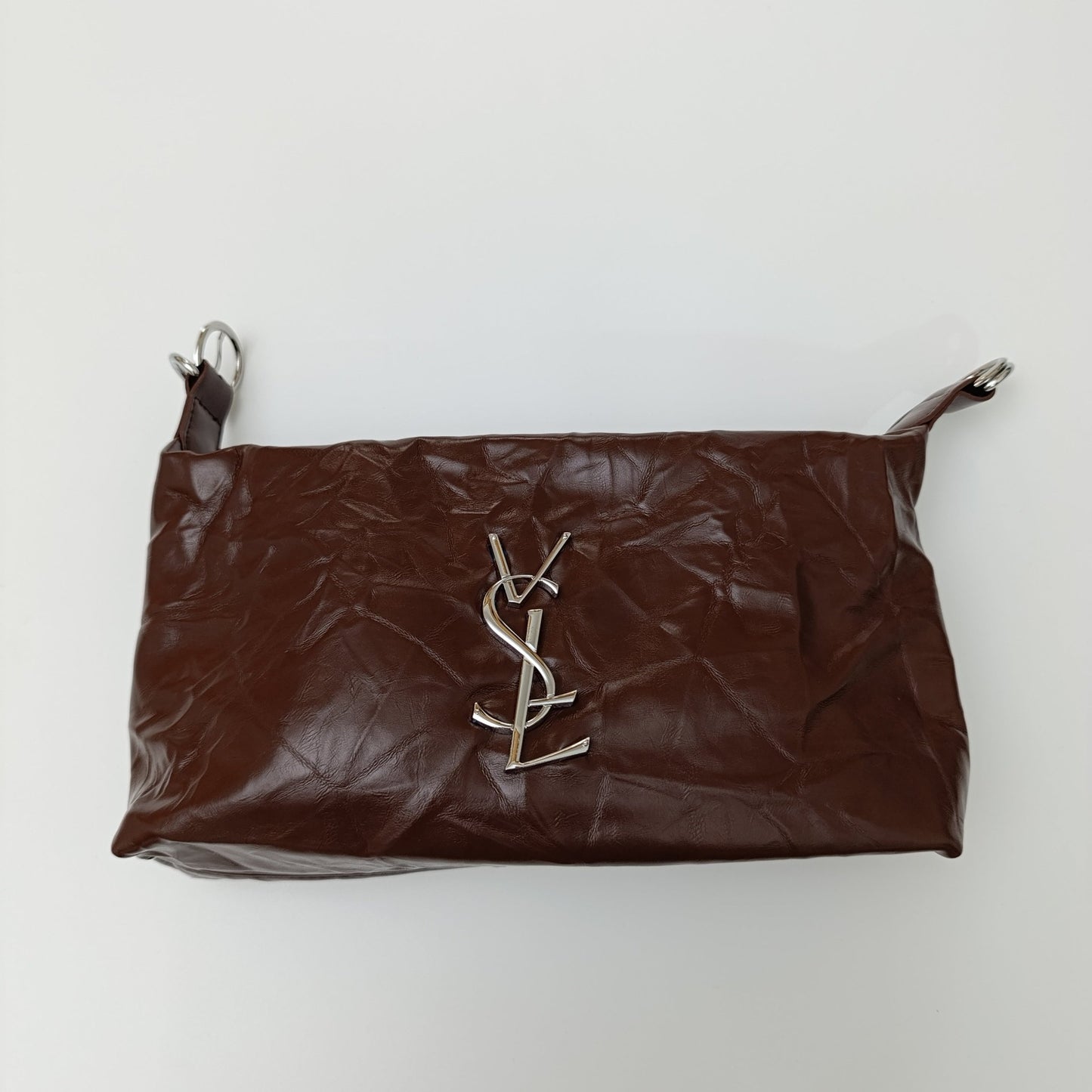 Brown Luxe Crinkle Faux Leather Shoulder Bag β Trendy YSL - Inspired Chain Strap Handbag πΌ - 5645 - Lotshop.pk