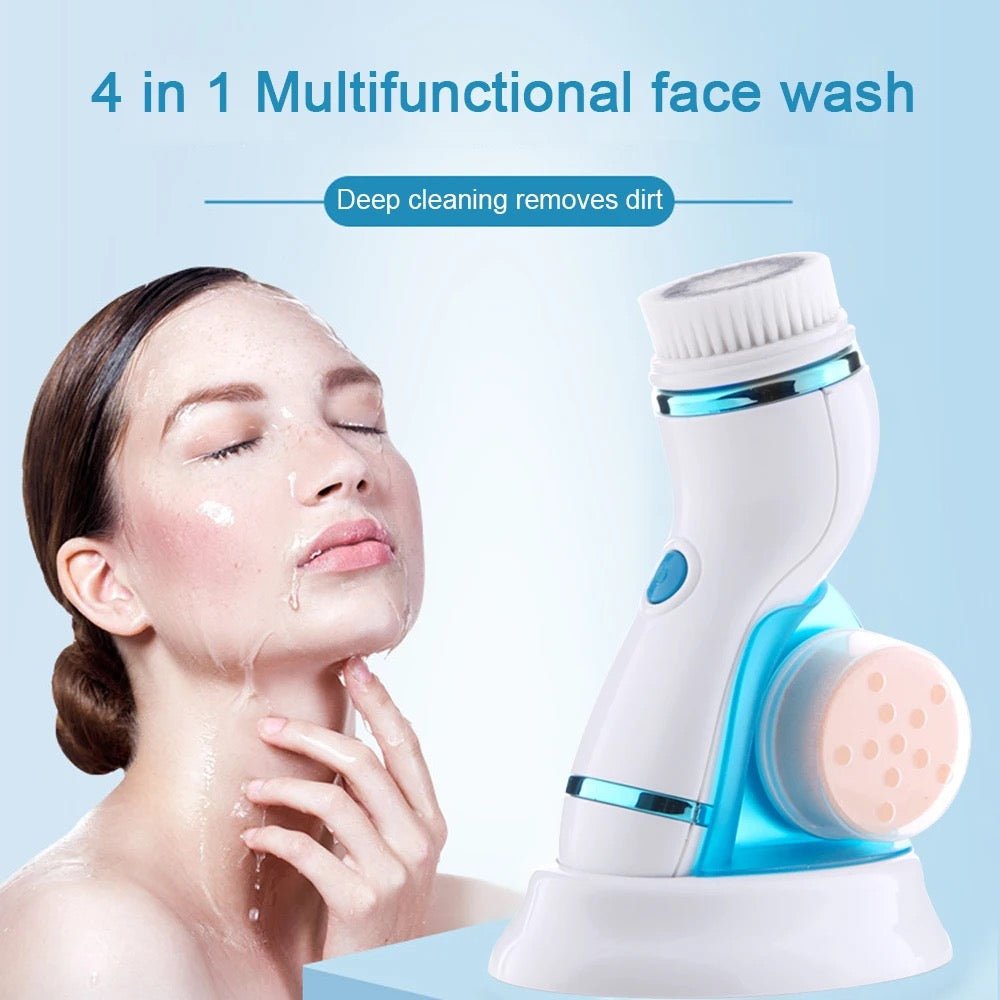 CNAIER 4 in 1 Electric Facial Cleansing Brush – Waterproof Deep Cleansing & Exfoliating Scrubber - Lotshop.pk