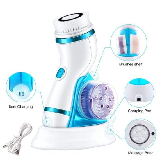 CNAIER 4 in 1 Electric Facial Cleansing Brush – Waterproof Deep Cleansing & Exfoliating Scrubber - Lotshop.pk