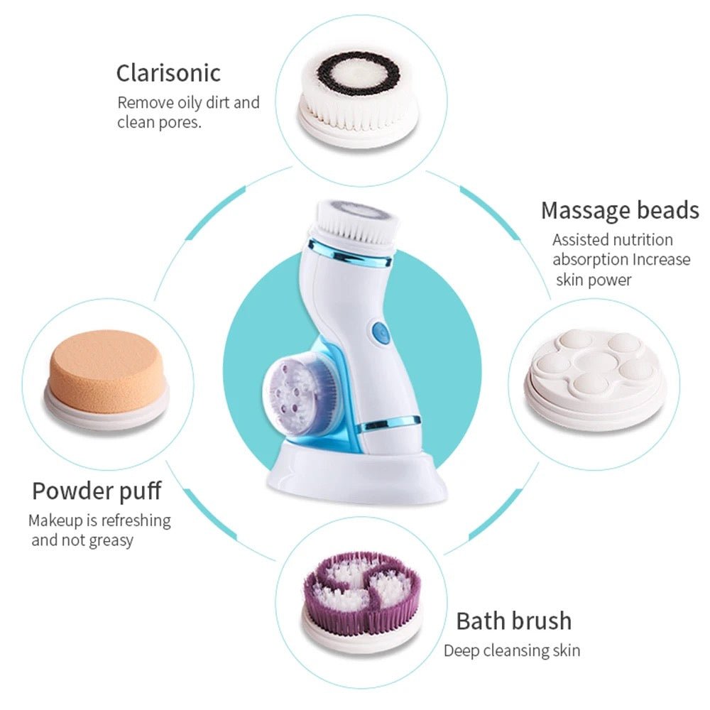 CNAIER 4 in 1 Electric Facial Cleansing Brush – Waterproof Deep Cleansing & Exfoliating Scrubber - Lotshop.pk