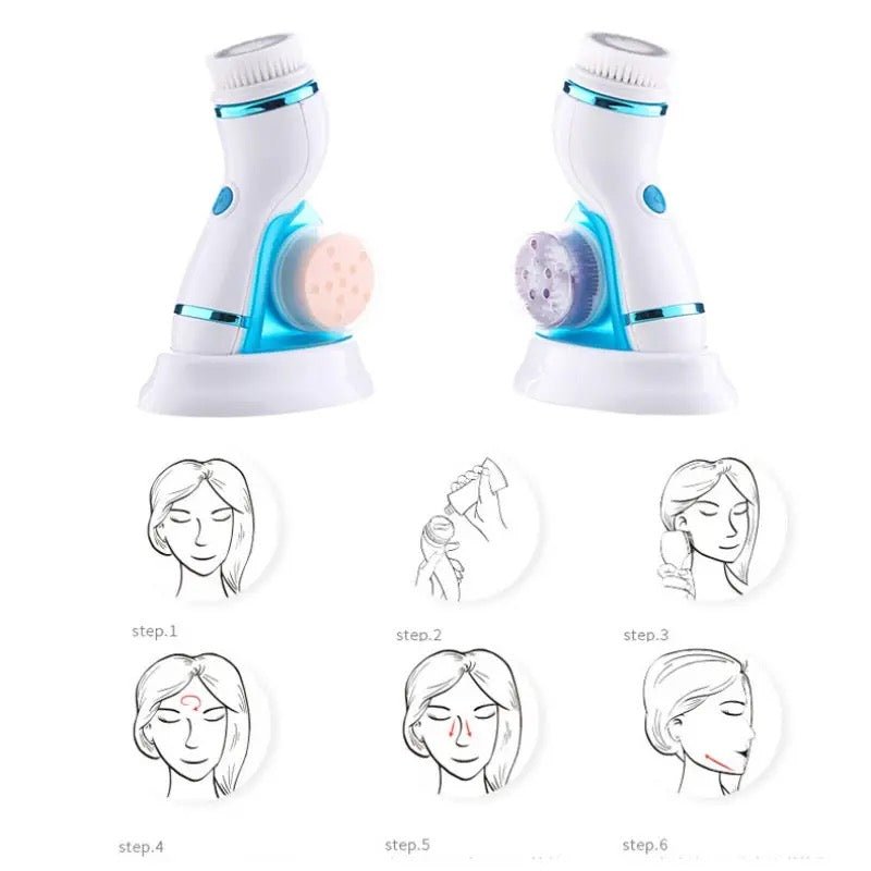 CNAIER 4 in 1 Electric Facial Cleansing Brush – Waterproof Deep Cleansing & Exfoliating Scrubber - Lotshop.pk