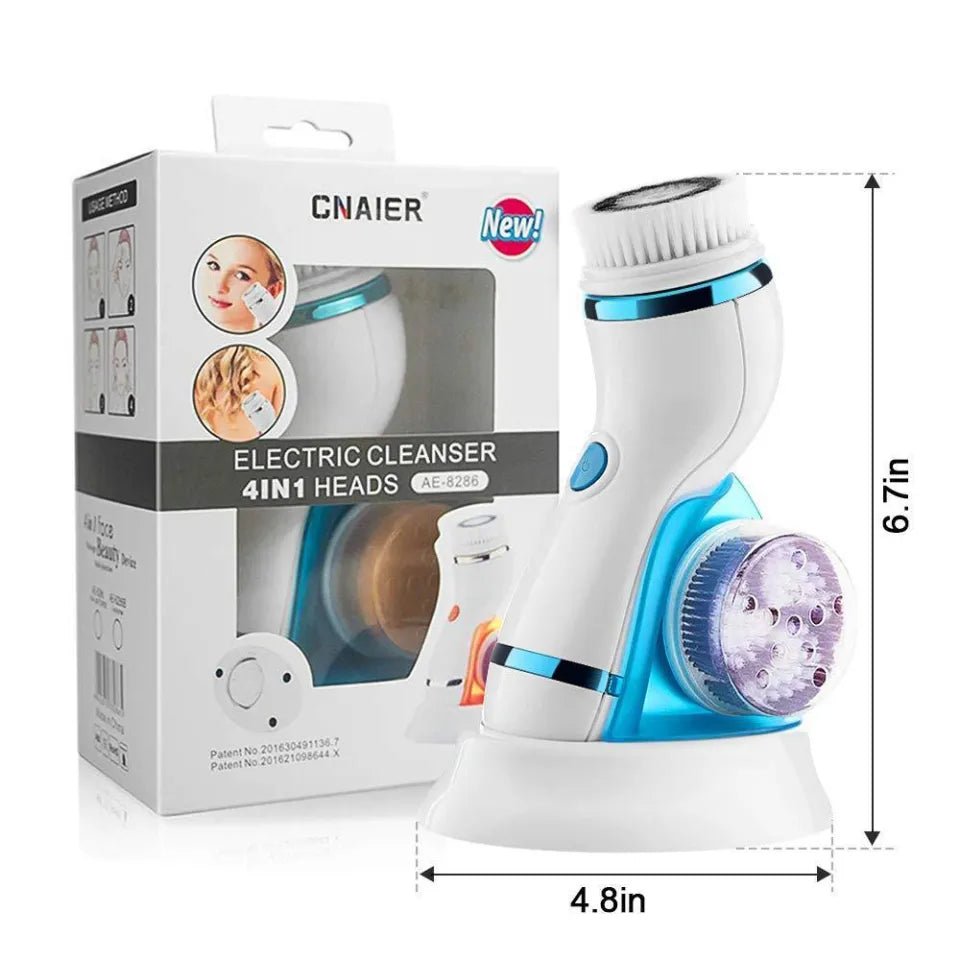 CNAIER 4 in 1 Electric Facial Cleansing Brush – Waterproof Deep Cleansing & Exfoliating Scrubber - Lotshop.pk