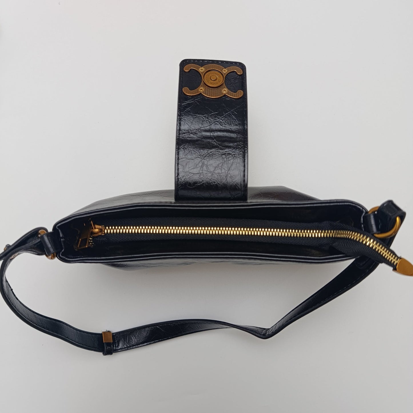 Crescent Emblem Shoulder Black & Brown Bag – Dual Strap Design - Lotshop.pk