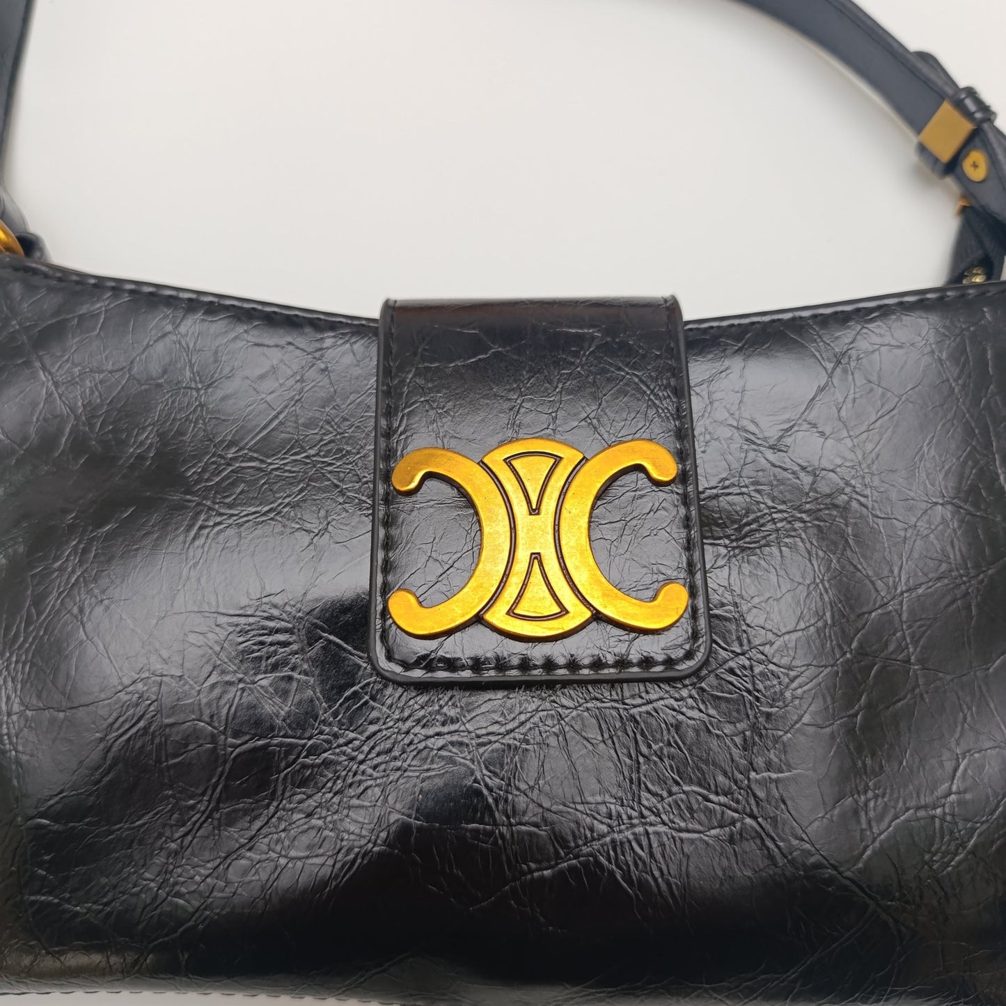 Crescent Emblem Shoulder Black & Brown Bag – Dual Strap Design - Lotshop.pk