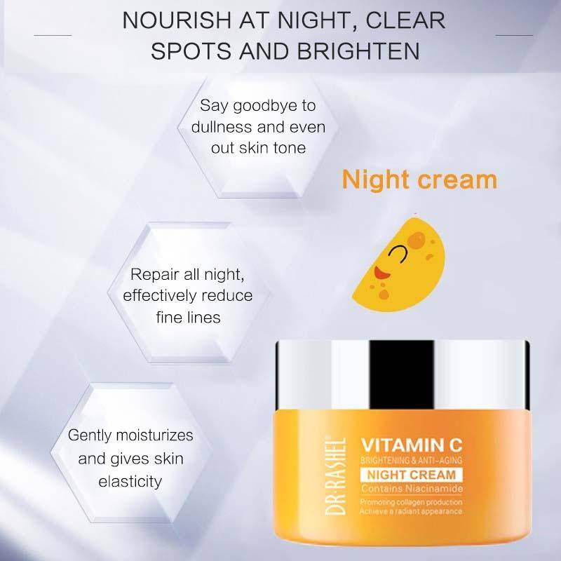 DR.RASHEL Vitamin C Anti - Aging Night Cream | Rejuvenate & Restore Skin - Lotshop.pk
