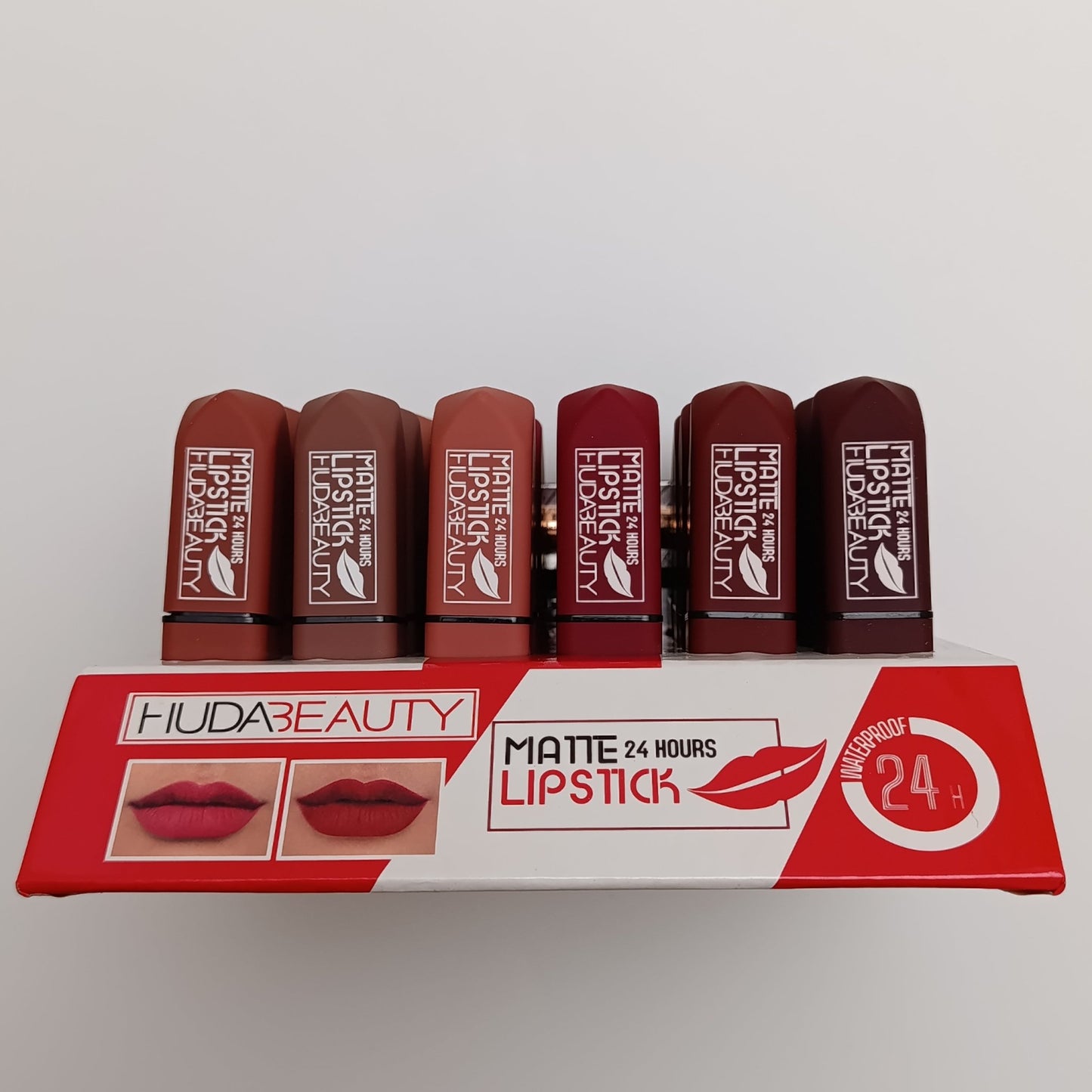 ๐ Huda Beauty Matte Lipstick โ 24 Hour Waterproof, Long Lasting & Bold Shades - Lotshop.pk