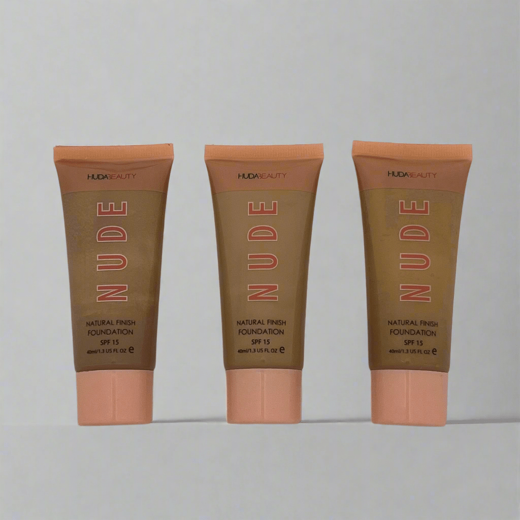Huda Beauty Nude Natural Finish Foundation SPF 15 β Lightweight & Long - Lasting Glow β¨ - Lotshop.pk