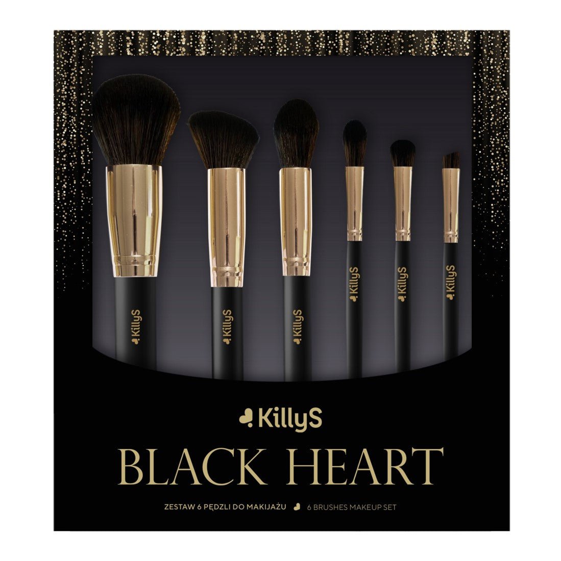 Killys BLACK HEART Makeup Brushes Set 6Pcs - Lotshop.pk