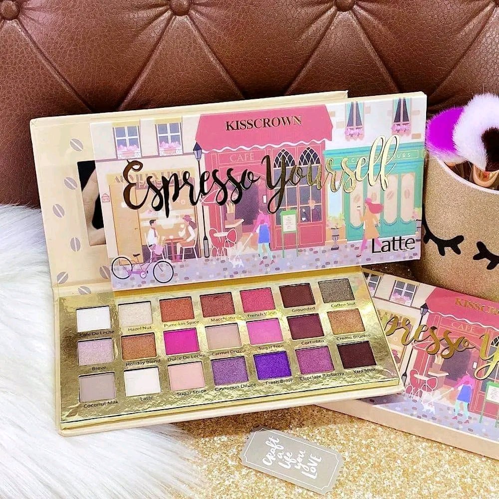 Kisscrown Espresso yourself latte eyeshadow palette Available at Lotshop.pk