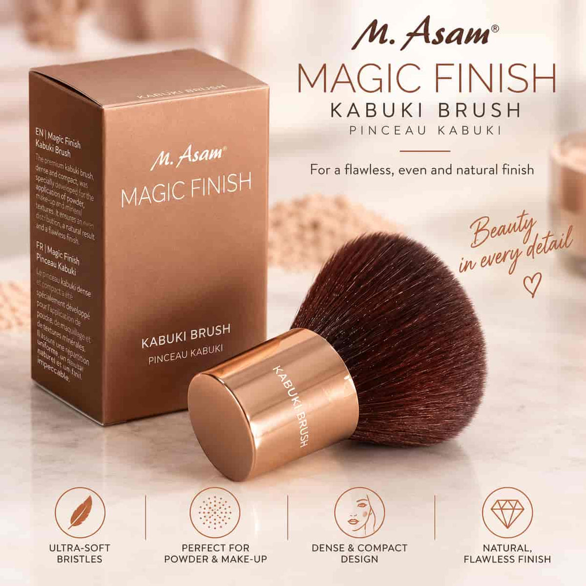 M. Asam Magic Finish Kabuki Brush ultra-soft dense face makeup brush available at Lotshop.pk