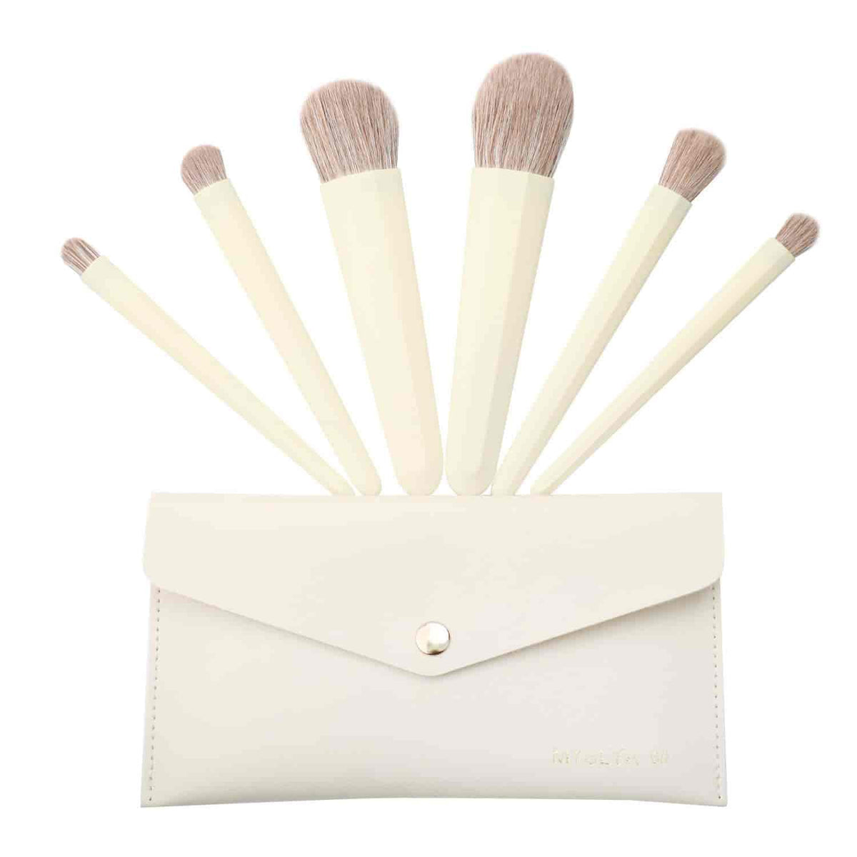 MYSLYA 6-Piece Makeup Brush Set with pouch for face and eye makeup available at Lotshop.pk