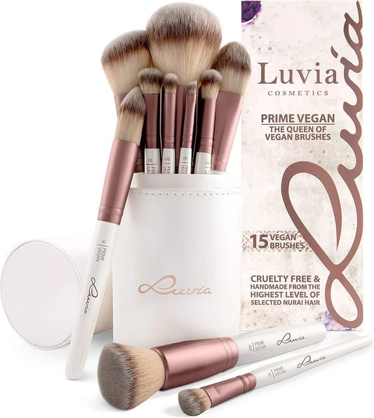 Luvia Prime Vegan Makeup Brush Set – 15 - Piece Professional Luxury Brushes ✨ - Lotshop.pk