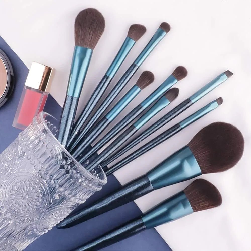Luxury Makeup Brushes set 12pcs -Blue - Lotshop.pk