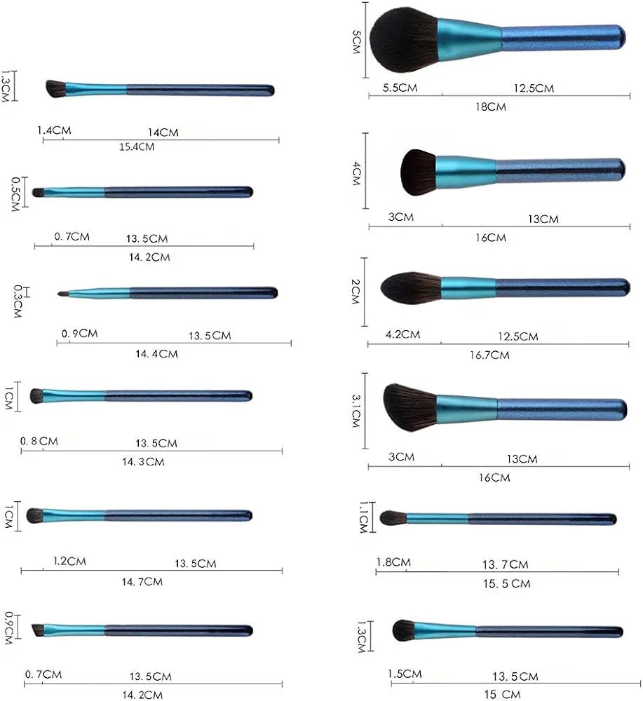 Luxury Makeup Brushes set 12pcs -Blue - Lotshop.pk