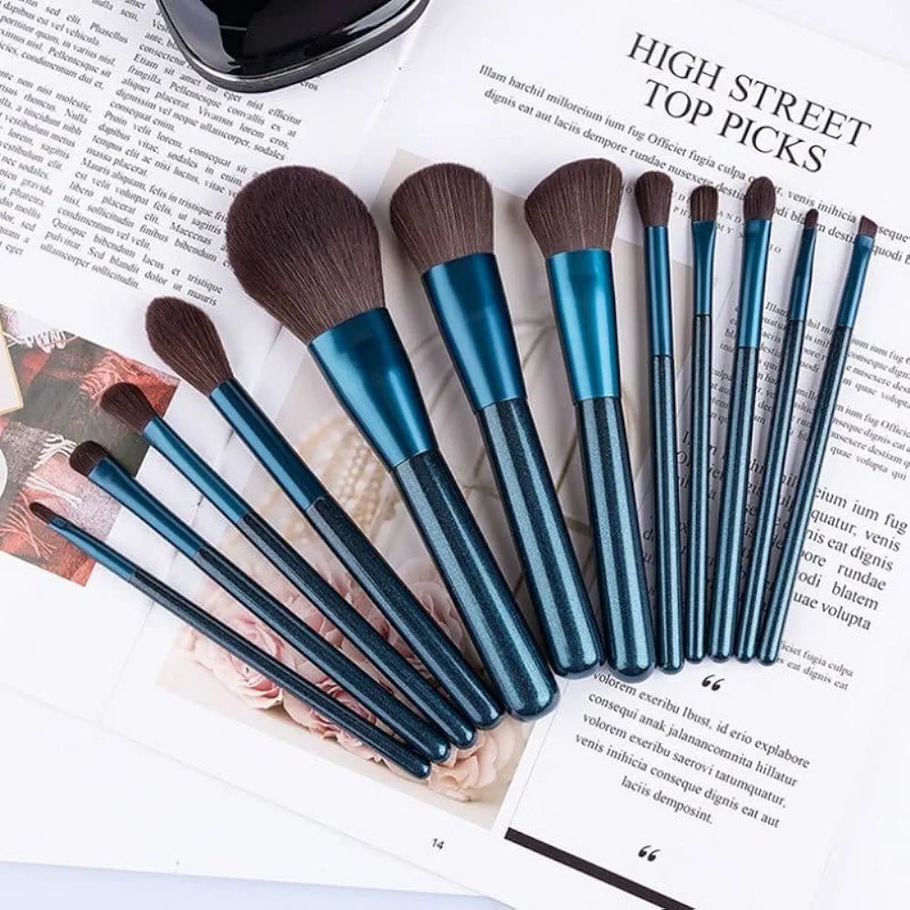 Luxury Makeup Brushes set 12pcs -Blue - Lotshop.pk
