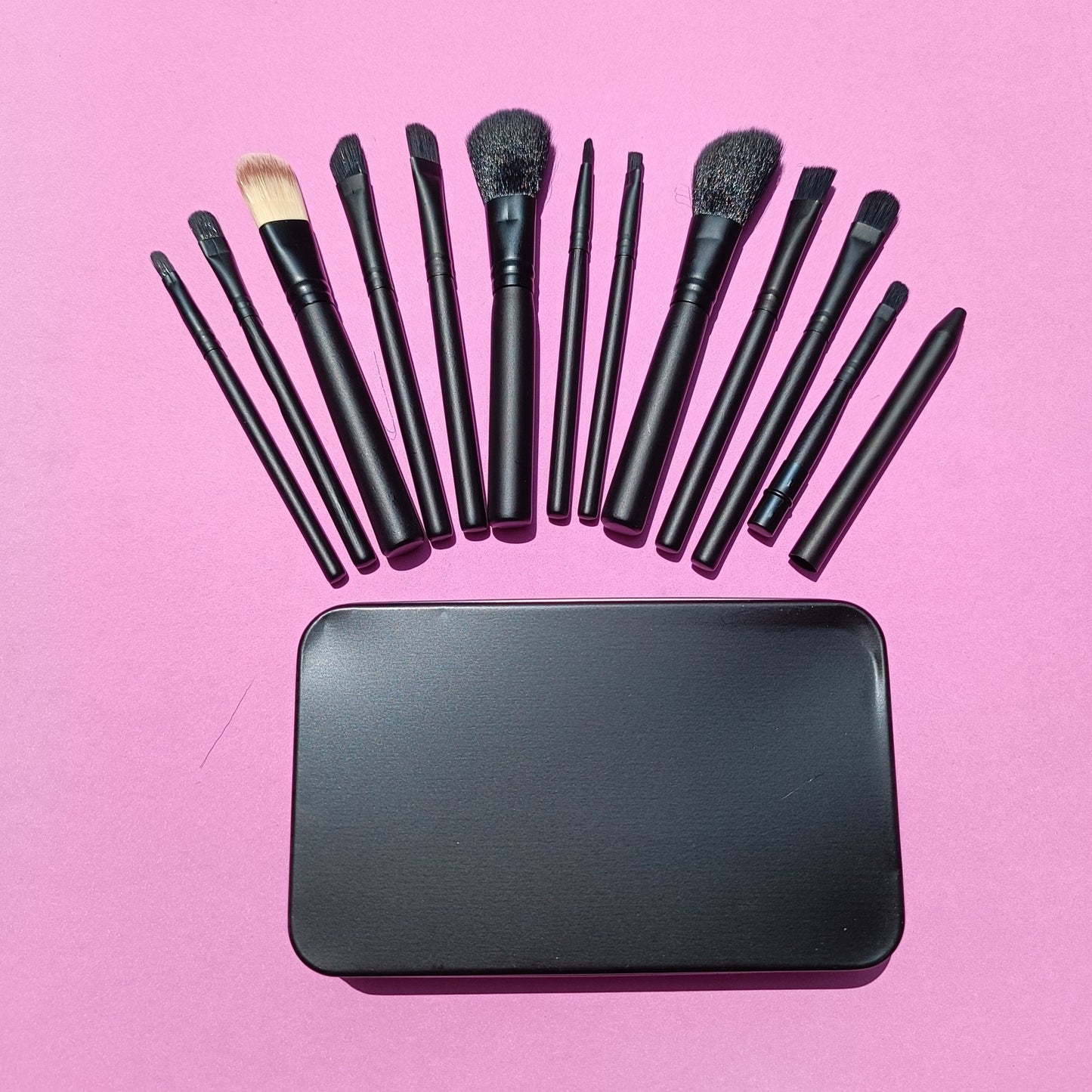 Makeup brushes set 12pcs with box-Black - Lotshop.pk