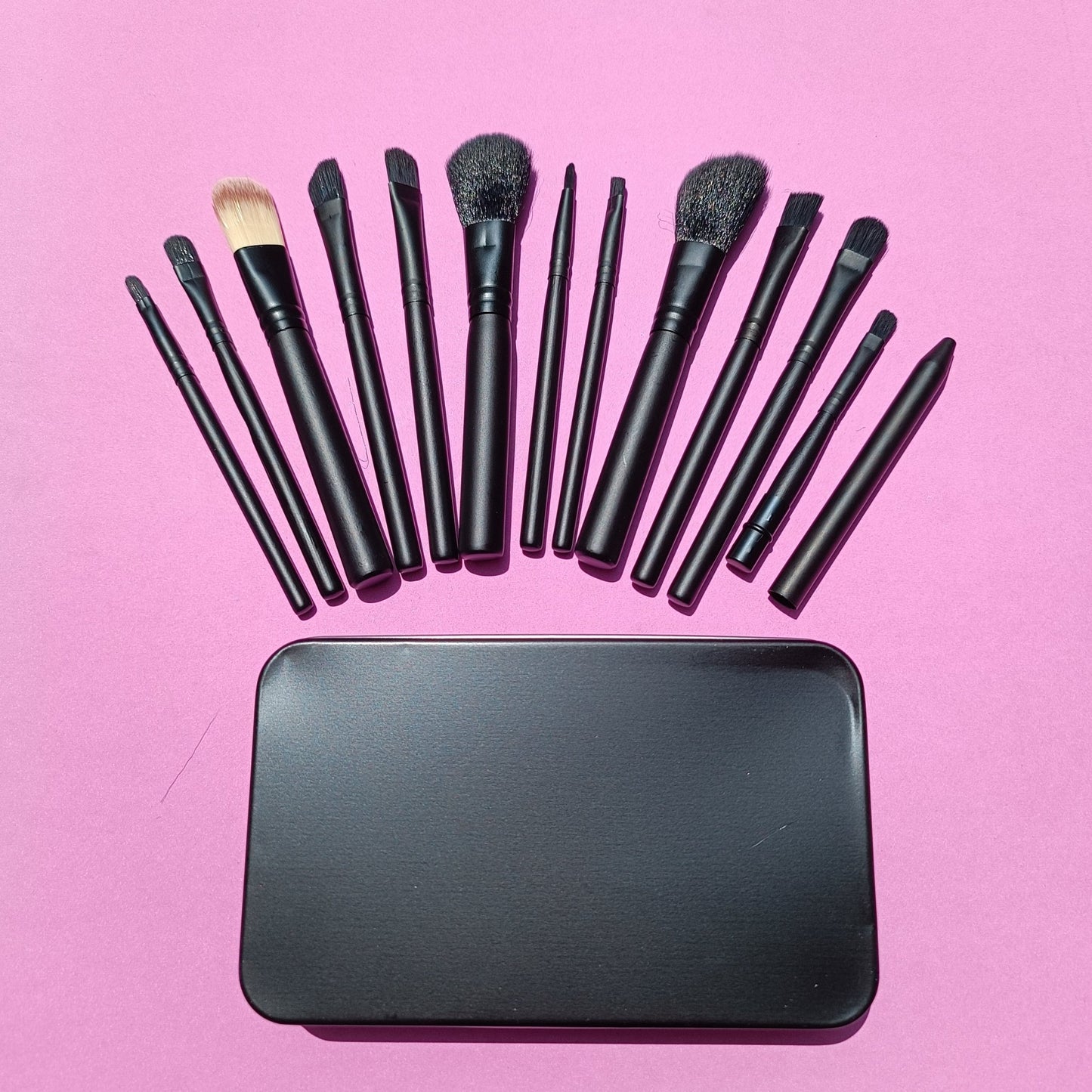 Makeup brushes set 12pcs with box-Black - Lotshop.pk