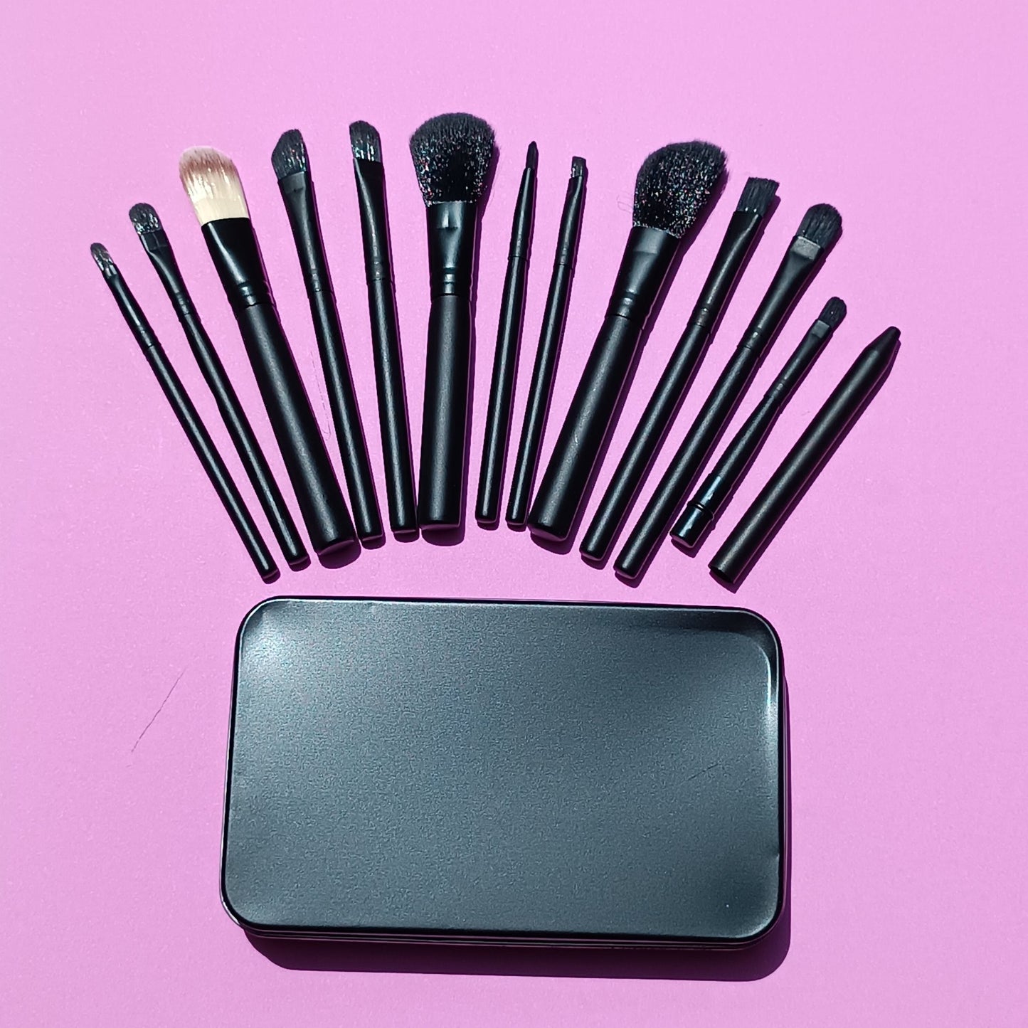 Makeup brushes set 12pcs with box-Black - Lotshop.pk