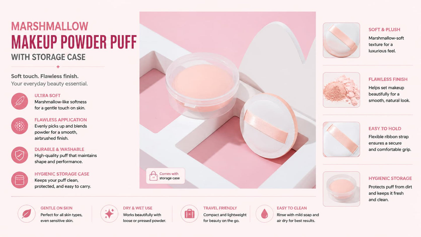 Marshmallow Makeup Powder Puff sponge with Storage Case Buy Online Pakistan