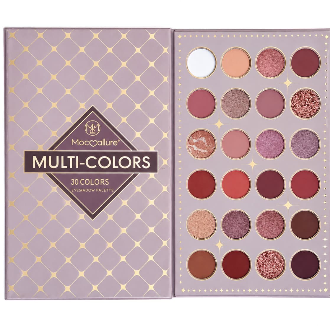Mocallure Professional complete makeup palette with 30 eyeshadow shades, face powders, brow powder and 6 lip glosses