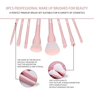 MSQ Make Up Brushes Set 8Pcs with Bag - Lotshop.pk