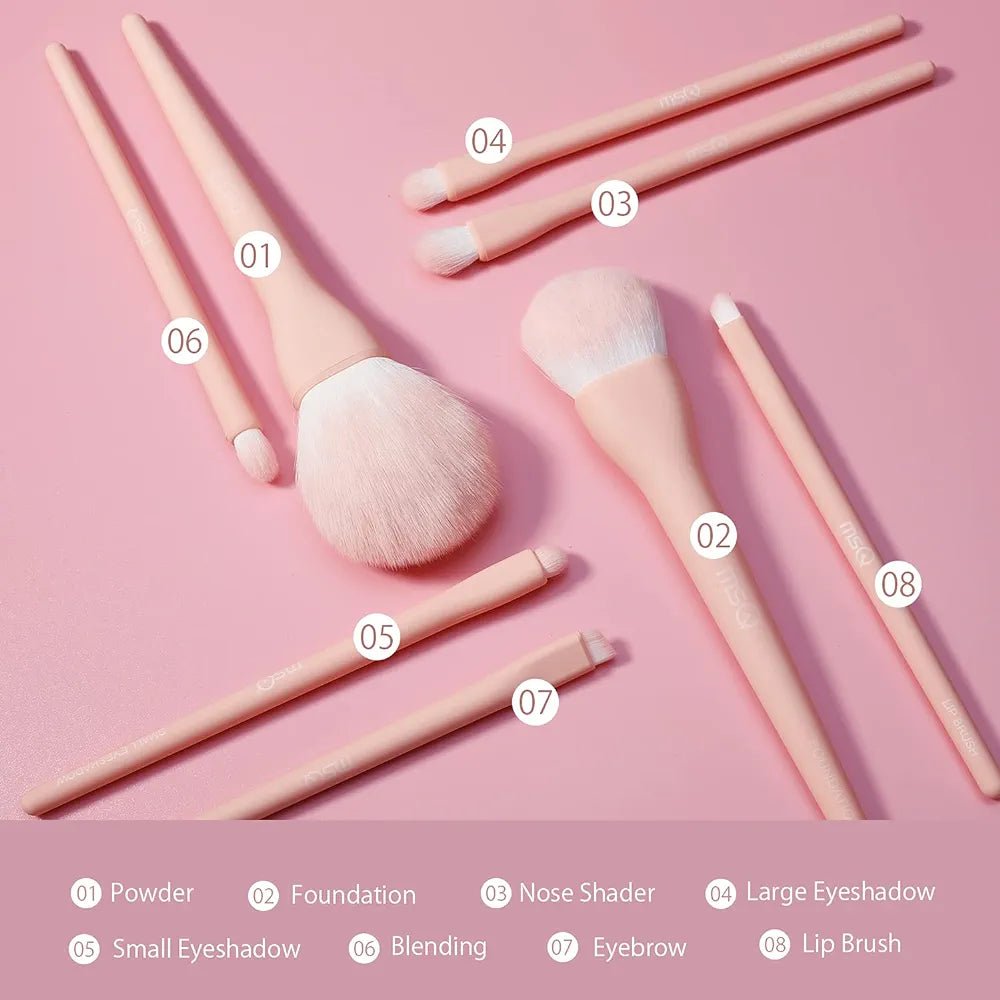 MSQ Make Up Brushes Set 8Pcs with Bag - Lotshop.pk