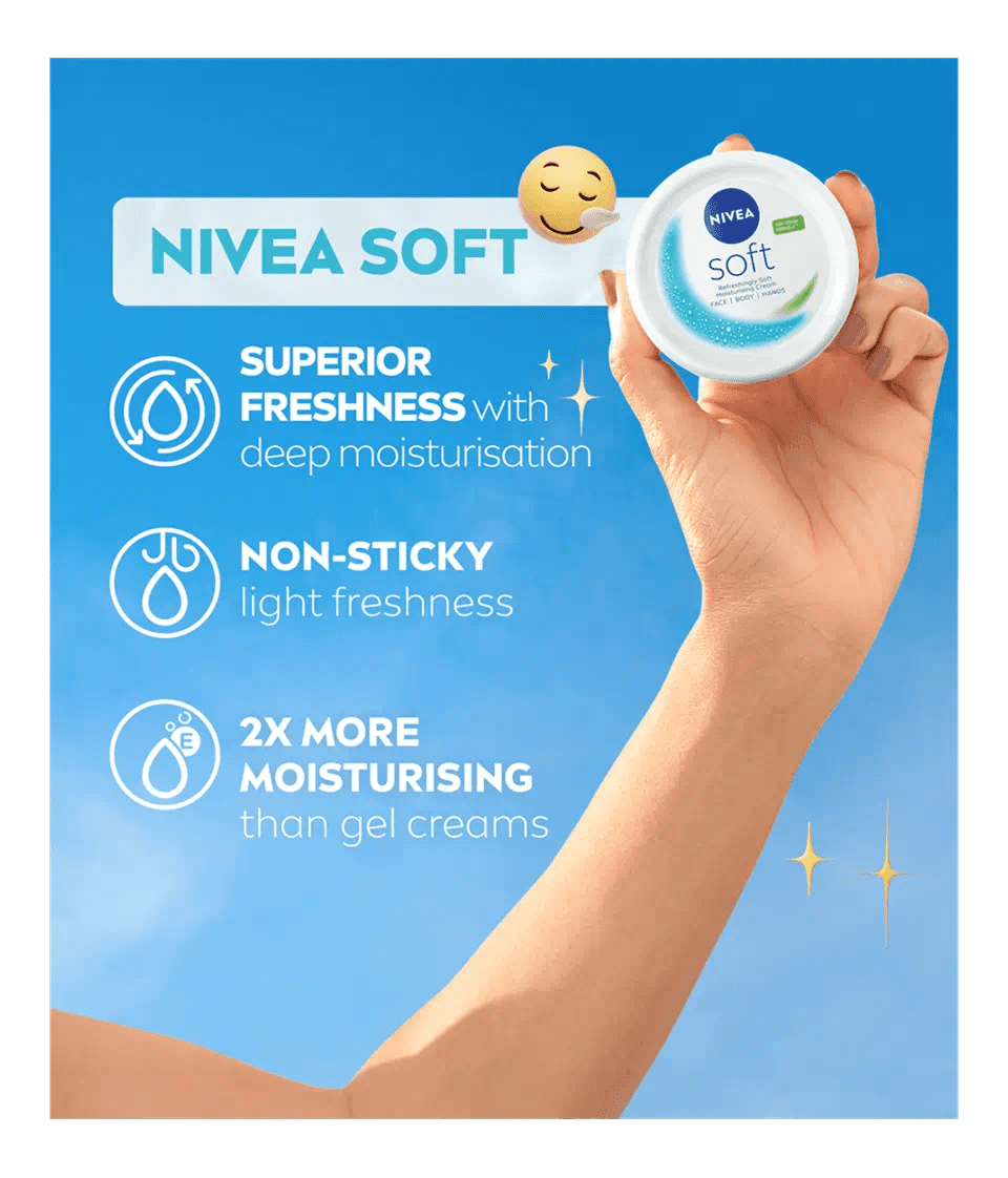 NIVEA Soft Moisturizing Cream - (Face, Body & Hands) - Lotshop.pk