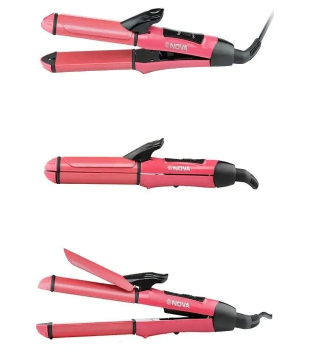 NOVA Straightener + Curler Combo – 2-in-1 Hair Styling Device