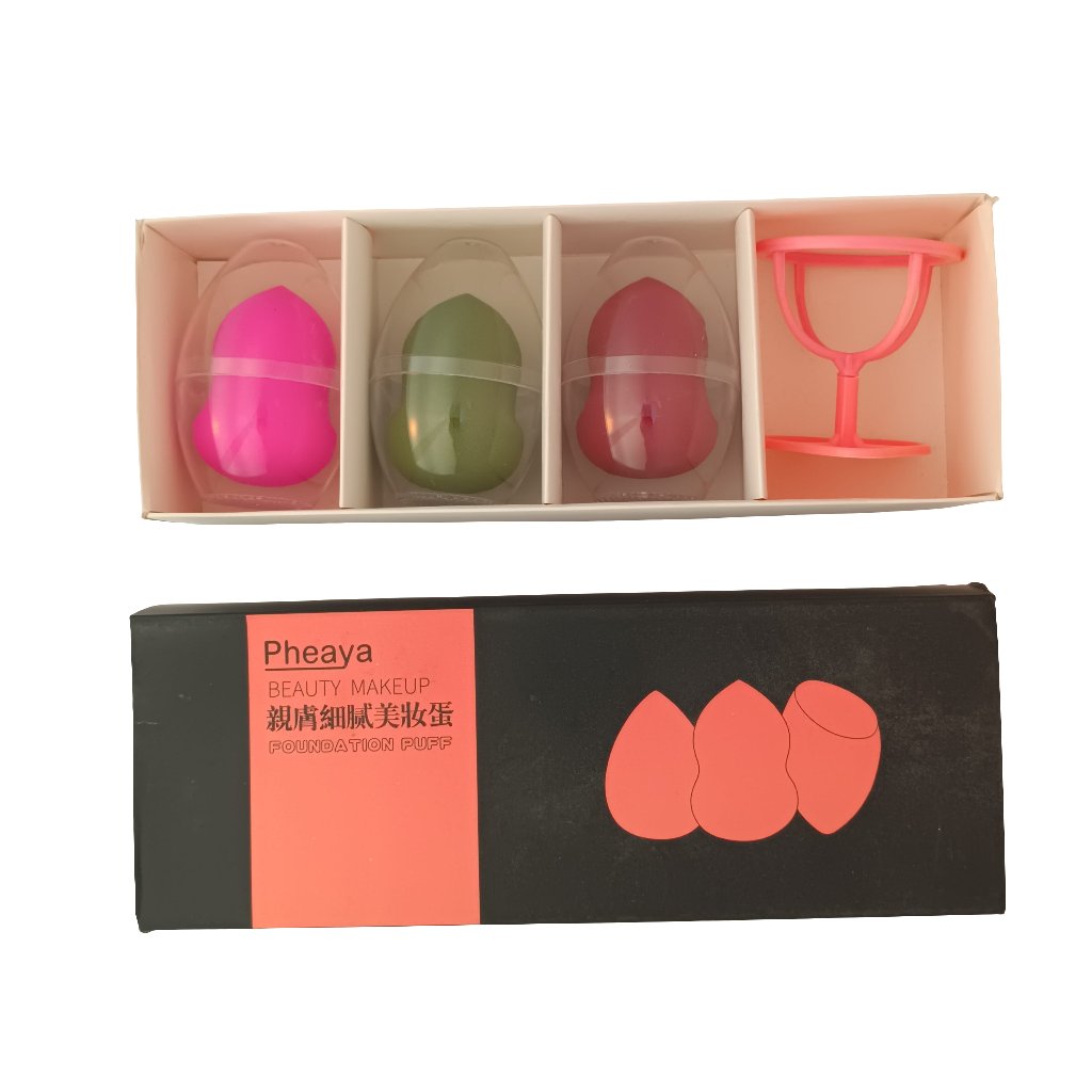 π Pheaya Beauty Makeup Sponge Set β 3 Foundation Puffs with Holder πβ¨ - Lotshop.pk