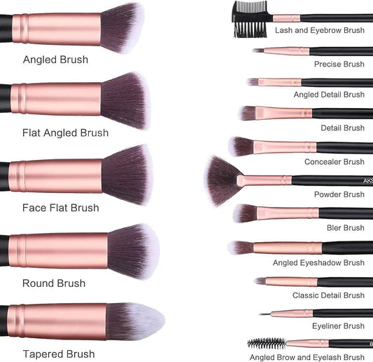 Premium 16 - Piece Professional Makeup Brushes Set – Complete Face & Eye Brush Kit - Lotshop.pk