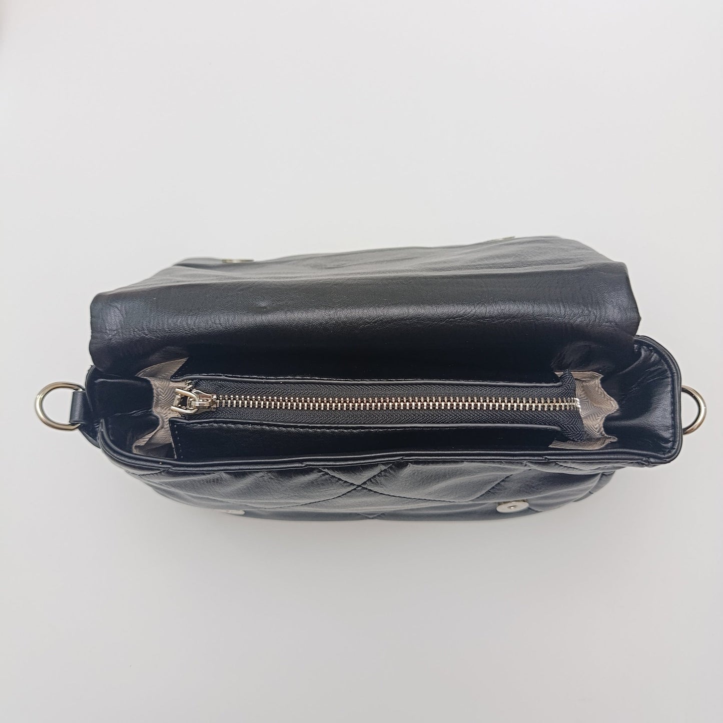 Premium Quilted Chain - Strap Shoulder Bag – Black & White - 2239 - Lotshop.pk