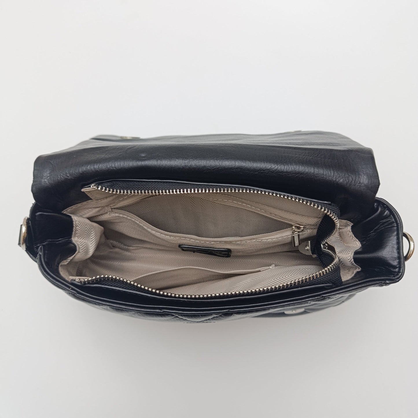 Premium Quilted Chain - Strap Shoulder Bag – Black & White - 2239 - Lotshop.pk