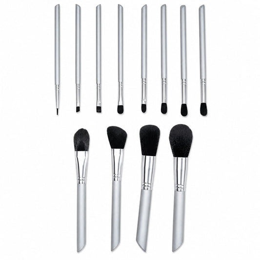 Professional 12-Piece Silver Makeup Brush Set price online in Pakistan for flawless face and eye makeup.