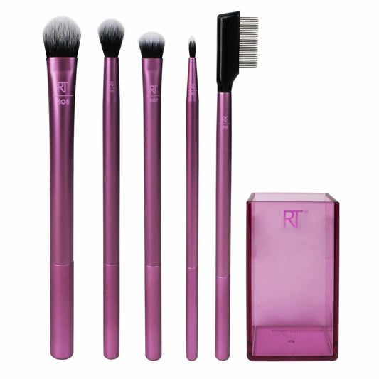 Real Techniques Enhanced Eye Set – Professional Eye Makeup Brush Kit (5 Pcs + Case) - Lotshop.pk
