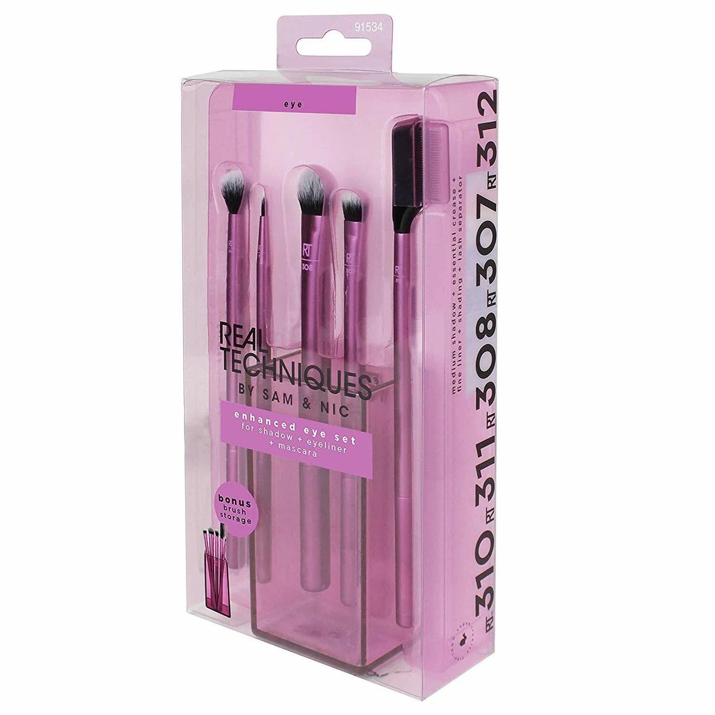 Real Techniques Enhanced Eye Set β Professional Eye Makeup Brush Kit (5 Pcs + Case) - Lotshop.pk