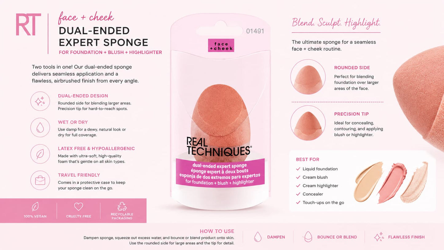 Real Techniques Dual-Ended Expert Makeup Sponge – Best Price Online in Pakistan