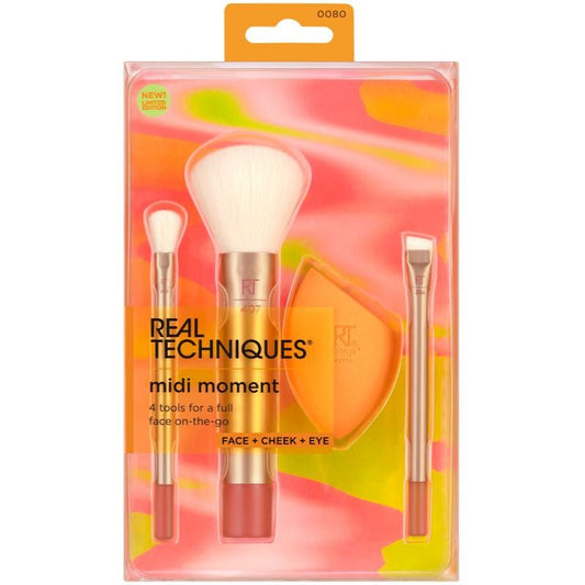 Real Techniques Midi Moment Brush + Sponge Set – Face, Cheek & Eye Makeup Kit - Lotshop.pk