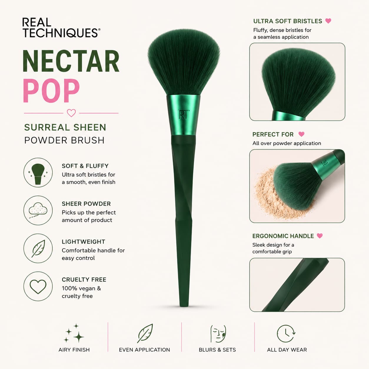 Real Techniques Nectar Pop Surreal Sheen Powder Brush RT 079 | Makeup Brush Pakistan💚✨
