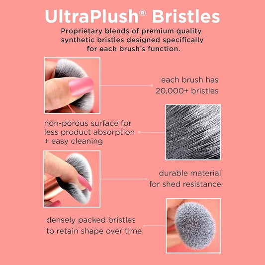 Real Techniques Soft Radiance 7-piece makeup brush gift set with brush roll and cleansing gel best price online in Pakistan