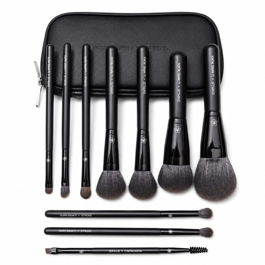SIXPLUS × Li Ming Xuan Professional 10-Piece Makeup Brush Set with Premium Travel Case – Face & Eye Makeup Brushes
