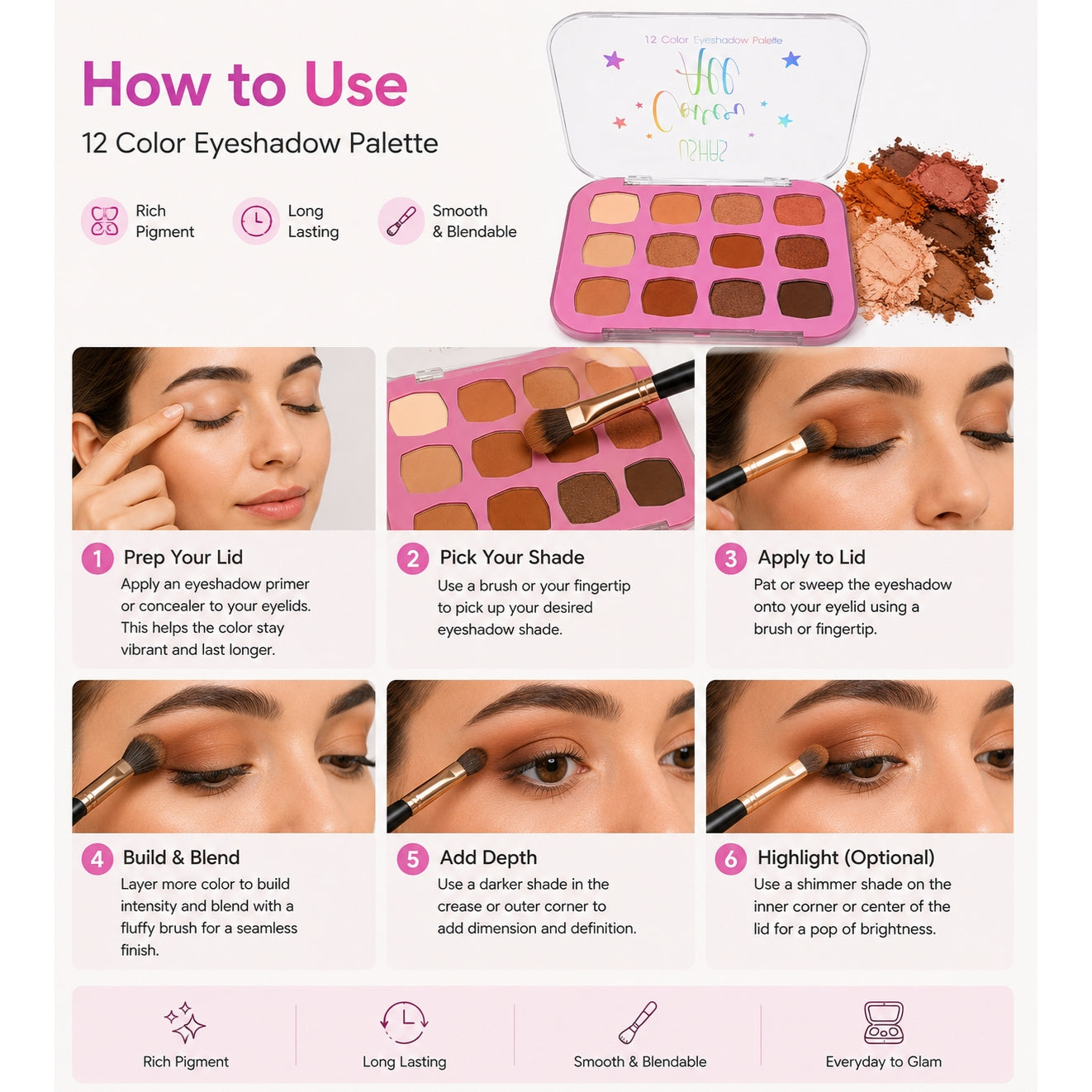 USHAS Cover All 12 Color Eyeshadow Palette – Best Price Online in Pakistan